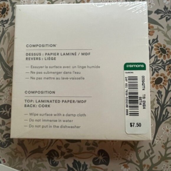 NWT SIMONS Bundle - Duvet Cover Set, 2 Mats, Set of 4 Cork Placemats & Coasters - Picture 6 of 7